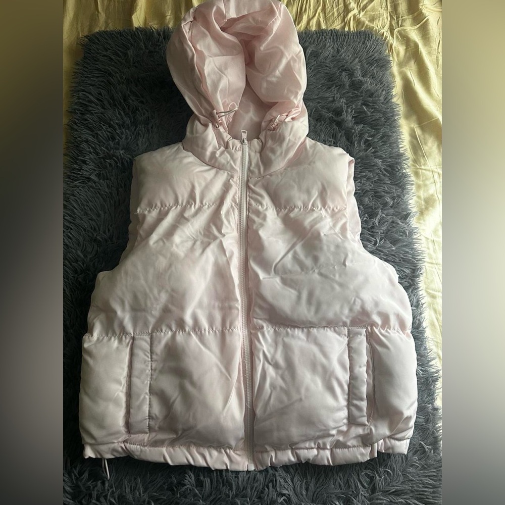 Pink Puffer Vest with Hood